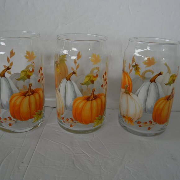 New Temp-tations Thanks & Giving Set of (3) 16-oz Can-Style Glasses Watercolor - Picture 2 of 5